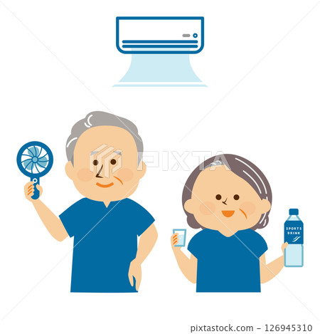 預防中暑老年人室內插畫素材 預防中暑老年人室內插畫素材 126945310