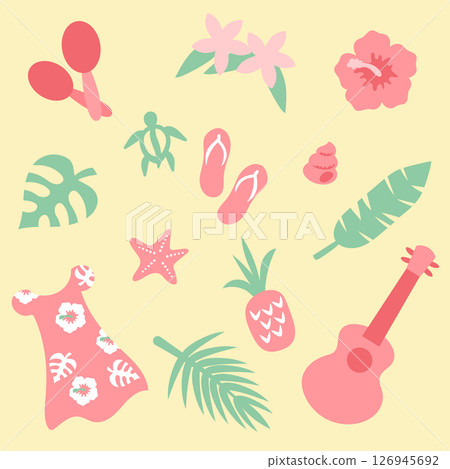 一套簡單而平坦的夏威夷圖標 126945692