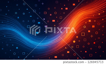 Abstract wave composition of information rushing in 126945713