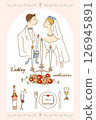 Bride and groom, candle service, table setting 07 126945891