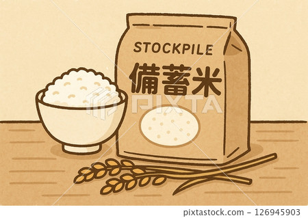 米袋中儲存的米 126945903
