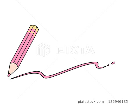 用粉紅色鉛筆繪製的插圖。 用粉紅色鉛筆繪製的插圖。 126946185
