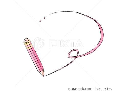 書寫色鉛筆（粉紅色）/水彩風格 126946189
