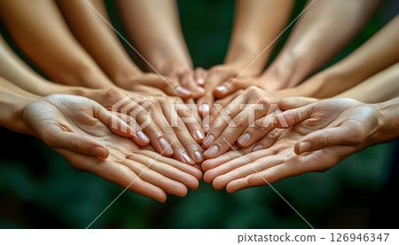 United hands demonstrating teamwork, partnership, and collaboration 126946347