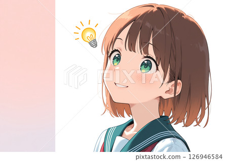 女學生，動漫風格，彩色插圖 126946584