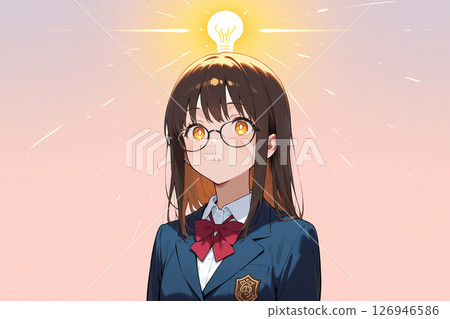 女學生，動漫風格，彩色插圖 126946586