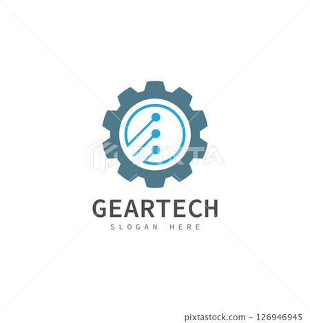tech gear logo vector design template. technology logo template design vector emblem design concept creative symbol icon tech gear logo vector design template. technology logo template design vector emblem design concept creative symbol icon 126946945