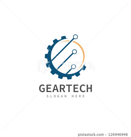 tech gear logo vector design template. technology logo template design vector emblem design concept creative symbol icon tech gear logo vector design template. technology logo template design vector emblem design concept creative symbol icon 126946946