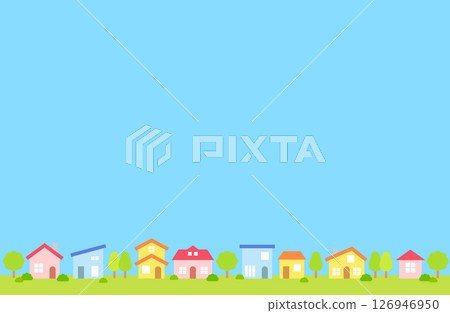 藍天住宅區向量圖背景素材 126946950