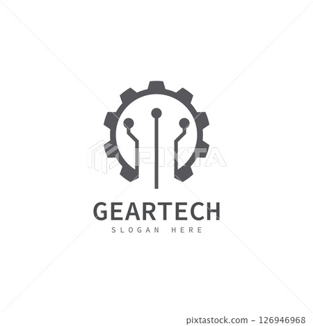tech gear logo vector design template. technology logo template design vector emblem design concept creative symbol icon tech gear logo vector design template. technology logo template design vector emblem design concept creative symbol icon 126946968