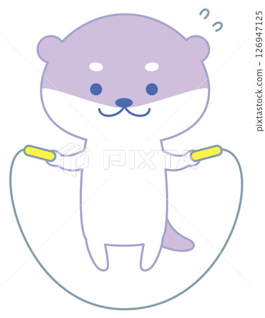 可愛的水獺角色跳繩 可愛的水獺角色跳繩 126947125