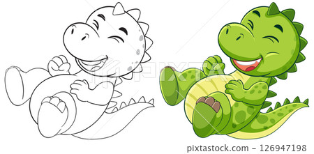 Playful Cartoon Dinosaur Illustration in Vector Style Playful Cartoon Dinosaur Illustration in Vector Style 126947198