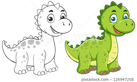 Cute Cartoon Dinosaur Vector Illustration Cute Cartoon Dinosaur Vector Illustration 126947208