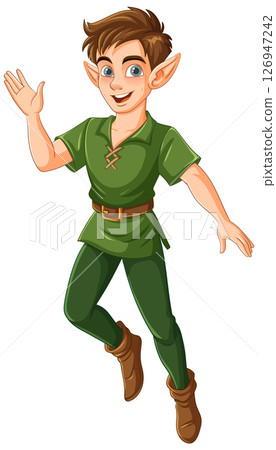 Cheerful Elf in Green Attire Illustration 126947242