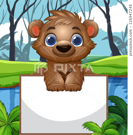 Cute Bear with Blank Sign Cute Bear with Blank Sign 126947248