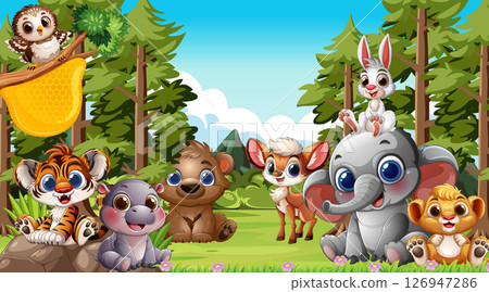 Cute Forest Animals in Harmony Cute Forest Animals in Harmony 126947286