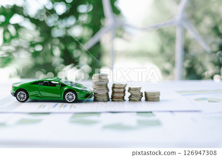 ESG strategies are driving business growth, boosting revenue and financial success by aligning economic goals with sustainable finance. growth, revenue, finance, economic, financial. green car 126947308