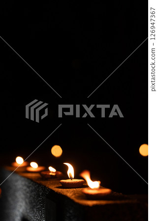 thai culture with new year and lantern festival concept with light from small lantern with bokeh background 126947367