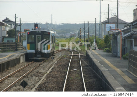 View from the train window at Yokota Station (E130 series) on the Kururi Line View from the train window at Yokota Station (E130 series) on the Kururi Line 126947414