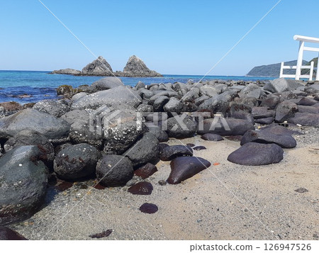 <Fukuoka Prefecture> Meoto Iwa and the blue sea, beach, coast 126947526