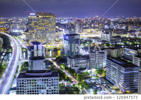 A wonderful night view of Fukuoka city seen from Fukuoka Tower A wonderful night view of Fukuoka city seen from Fukuoka Tower 126947573