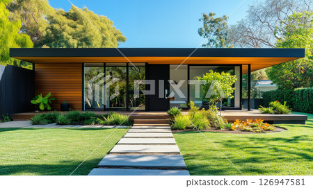 Simple Japanese single-story house, detached house Summer sunshine 126947581