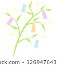 色彩鮮豔的七夕紙條插圖，看起來像是用畫筆畫的 126947643