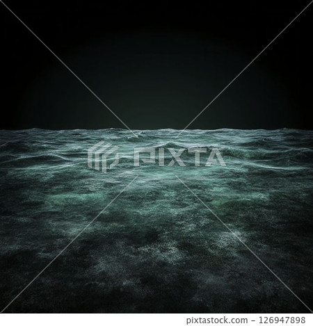 Calm Ocean Water Surface with Gentle Ripples Under a Dramatic Dark Sky 126947898