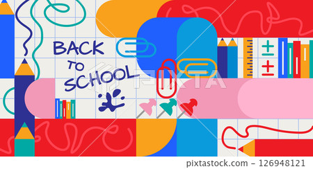 Colorful back to school geometric pattern Colorful back to school geometric pattern 126948121