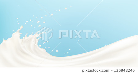 Milk wave splash on blue background 126948246