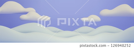 3d cartoon hills with fluffy clouds 3d cartoon hills with fluffy clouds 126948252