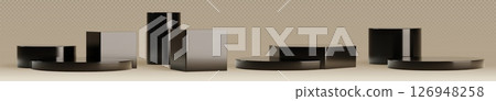 Black podiums and pedestals 126948258