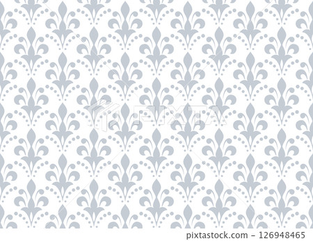 Flower geometric pattern. Seamless vector background. White and gray ornament. Ornament for fabric, wallpaper, packaging. Decorative print 126948465