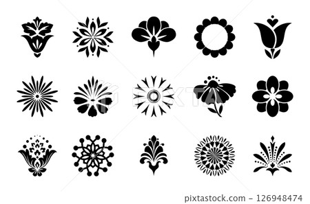 Flower icons set. Isolated elements for design. Vector graphics. Flower icons set. Isolated elements for design. Vector graphics. 126948474