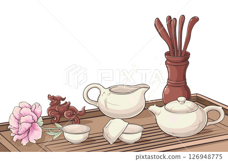 Tea Ceremony Isolated Colored Detailed Illustration Tea Ceremony Isolated Colored Detailed Illustration 126948775