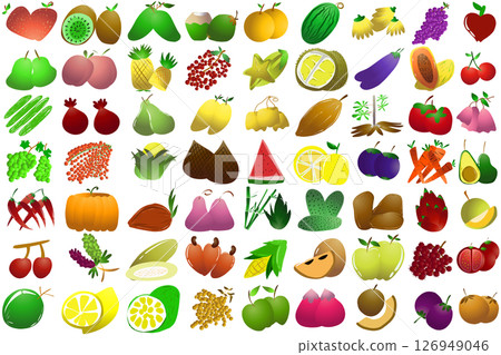 Illustration of types of fruit. Perfect for elements of cookbooks, magazines, newspapers, presentations, advertising Illustration of types of fruit. Perfect for elements of cookbooks, magazines, newspapers, presentations, advertising 126949046