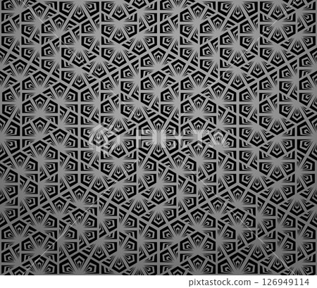 Flower geometric pattern. Seamless vector background. Gray and black ornament. Ornament for fabric, wallpaper, packaging. Decorative print 126949114