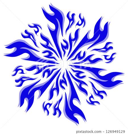 Blue tribal mandala icon with shadow. Perfect for logos, icons, items, tattoos, stickers, posters, banners, clothes, hats 126949129