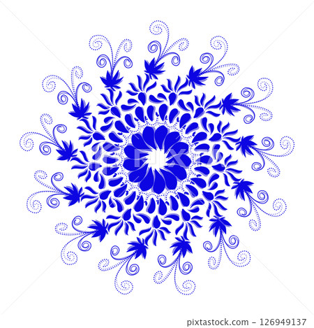 Blue tribal mandala icon with shadow. Perfect for logos, icons, items, tattoos, stickers, posters, banners, clothes, hats Blue tribal mandala icon with shadow. Perfect for logos, icons, items, tattoos, stickers, posters, banners, clothes, hats 126949137