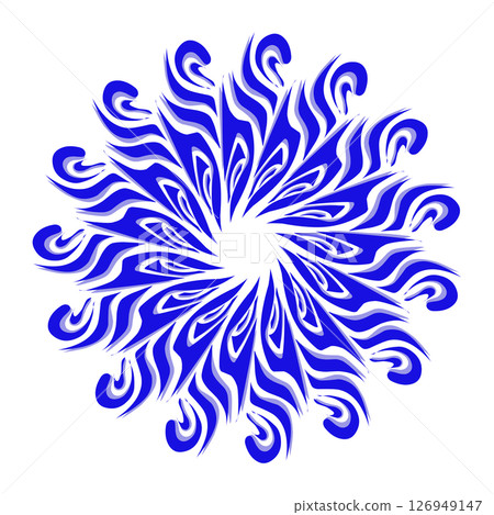 Blue tribal mandala icon with shadow. Perfect for logos, icons, items, tattoos, stickers, posters, banners, clothes, hats 126949147