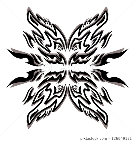 Black tribal mandala icon with shadow. Perfect for logos, icons, items, tattoos, stickers, posters, banners, clothes, hats Black tribal mandala icon with shadow. Perfect for logos, icons, items, tattoos, stickers, posters, banners, clothes, hats 126949151