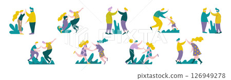 People Character Give High Five Hand Gesture Vector Set People Character Give High Five Hand Gesture Vector Set 126949278