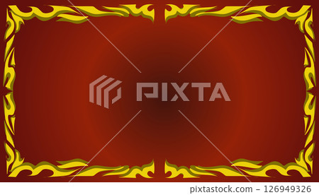 A gradient red abstract background illustration with a yellow frame. Perfect for invitation card, book cover, poster, banner, website design. 126949326