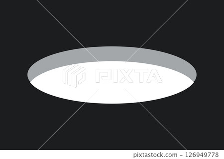 Golf field hole for ball. Rabbit or mouse round hole in ground. 3d perspective circle icon. Vector illustration isolated on black background 126949778