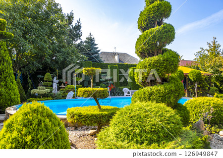 Beautiful pool in the garden in Brest Belarus. 126949847