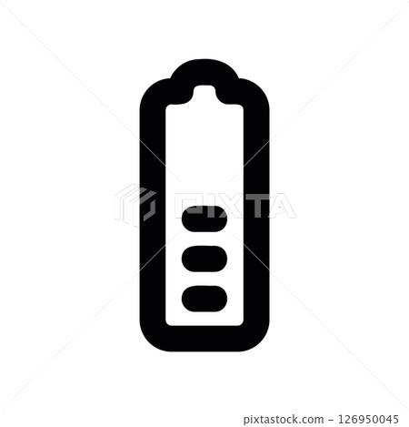 Medium Battery Level Indicator Icon with Three Charge Segments 126950045