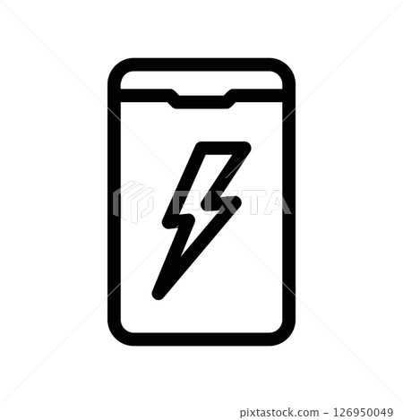 Stylized Electric Power Bank Outline Icon with Lightning Symbol 126950049