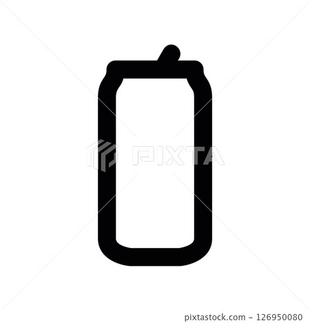 Monochrome Outline Icon of a Cylindrical Beverage Can with Tab 126950080