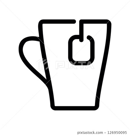 Mug with a Teabag Inside, Steeping Hot Tea Beverage Icon 126950095