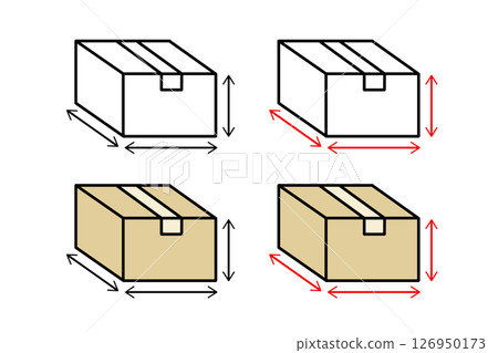An image illustration of measuring the size of a package to be sent by courier 126950173